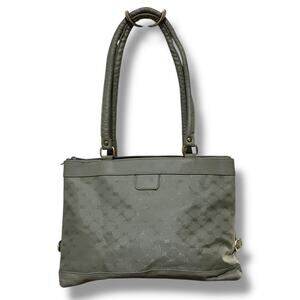 Vintage Monogram Style Gray Shoulder Tote Bag 2 Compartment Zip Top Preppy Y2K